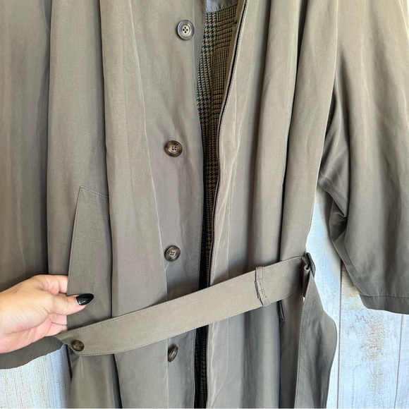 Vintage Newport Harbor Army Green Dual Layer Trench Coat - Picture 3 of 11